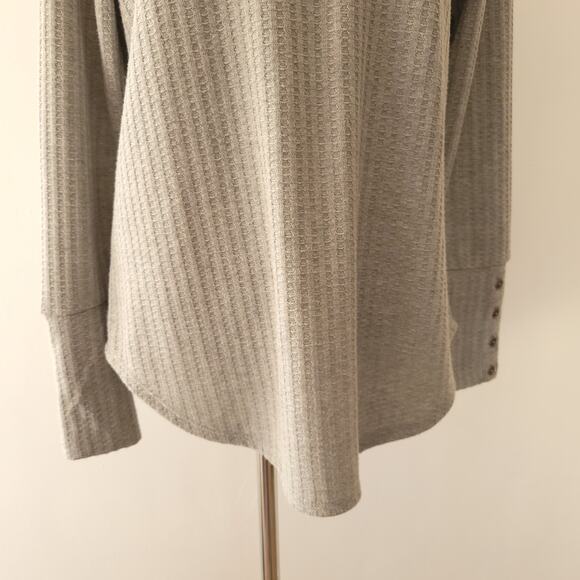 Chaser Thermal Waffle Long Sleeve Tee Gray Raglan Sleeve Medium - Picture 8 of 11